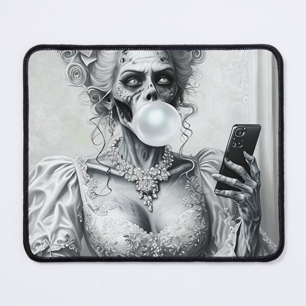 Item preview, Zombie In Baroque Dress with a Smartphone - Grayscale designed and sold by NightTimeJ.