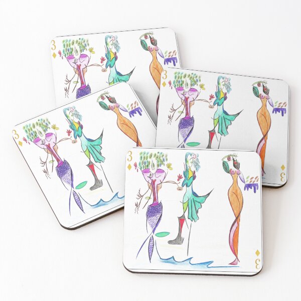 Item preview, The Three Faces | Unique Design - 3 of Diamonds Playing Card | Vibrant Art designed and sold by Ateliê dos Naipes .