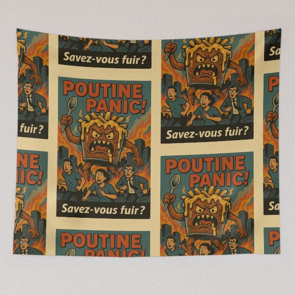 Item preview, Poutine Panic! – Canadian Horror Poster Vintage Style designed and sold by Travellerz.