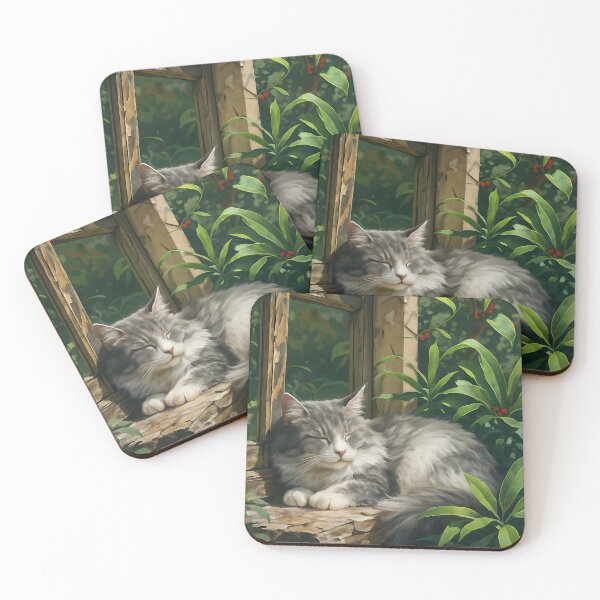 Item preview, Grey Maine Coon Cat Painting  designed and sold by Whimsical Cat Designs.