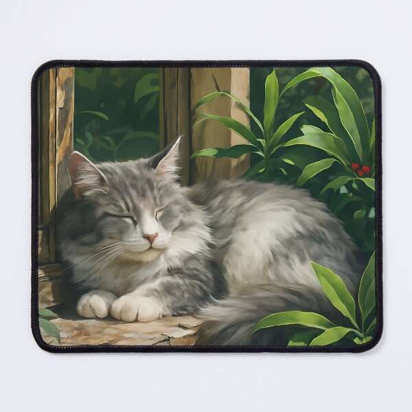 Item preview, Grey Maine Coon Cat Painting designed and sold by Whimsical Cat Designs.