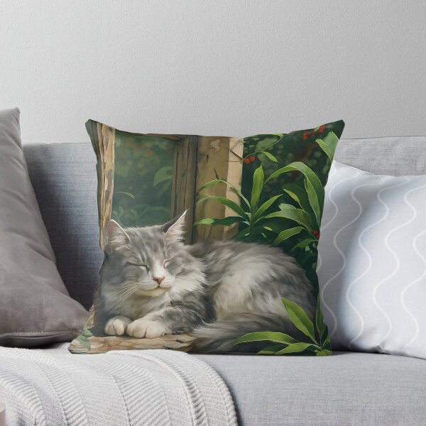Item preview, Grey Maine Coon Cat Painting  designed and sold by Whimsical Cat Designs.