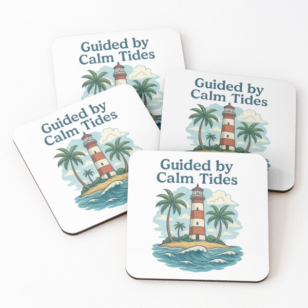 Item preview, Guided by Calm Tides – Coastal Lighthouse Quote Illustration designed and sold by inkoutninja.