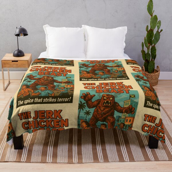 Item preview, Jerk Chicken Monster – Jamaican Food Horror Poster designed and sold by Travellerz.
