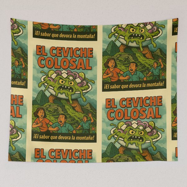 Item preview, Colossal Ceviche! – Peruvian Seafood Monster Poster designed and sold by Travellerz.