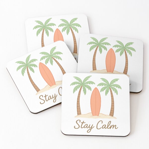 Item preview, Stay Calm – Minimalist Tropical Surfboard Beach Design designed and sold by inkoutninja.