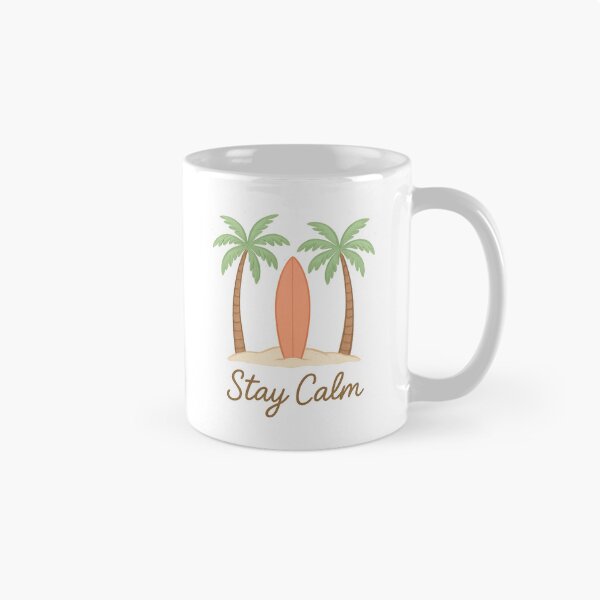 Item preview, Stay Calm – Minimalist Tropical Surfboard Beach Design designed and sold by inkoutninja.