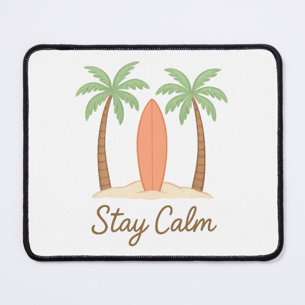 Item preview, Stay Calm – Minimalist Tropical Surfboard Beach Design designed and sold by inkoutninja.