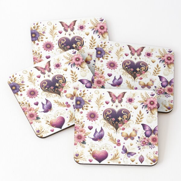 Item preview, Fluttering Hearts & Golden Blooms designed and sold by Love Amore Divino.