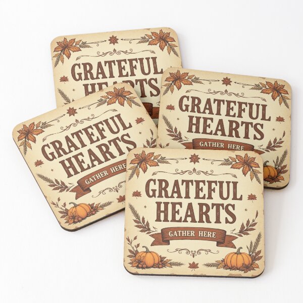 Item preview, Grateful Hearts Gather Here Autumn Pumpkin Thanksgiving Wall Art designed and sold by GJ Kul.