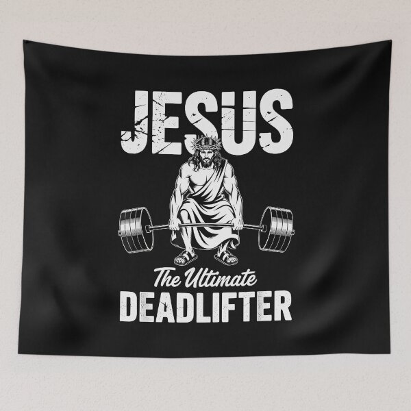 Item preview, Jesus The Ultimate Deadlifter Funny Christian Gym Pun designed and sold by merlinnears.