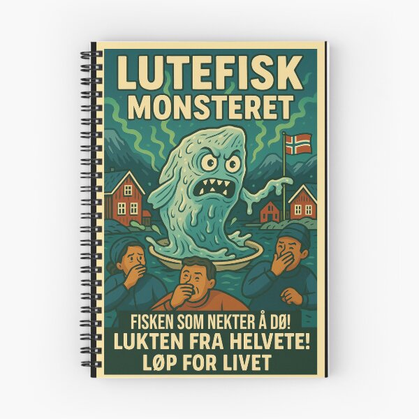 Item preview, Lutefisk Monsteret – Norwegian Rotten Fish Horror Poster designed and sold by Travellerz.