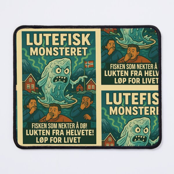 Item preview, Lutefisk Monsteret – Norwegian Rotten Fish Horror Poster designed and sold by Travellerz.