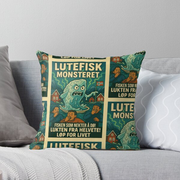 Item preview, Lutefisk Monsteret – Norwegian Rotten Fish Horror Poster designed and sold by Travellerz.
