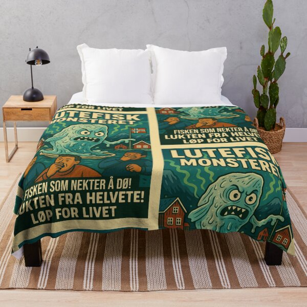 Item preview, Lutefisk Monsteret – Norwegian Rotten Fish Horror Poster designed and sold by Travellerz.