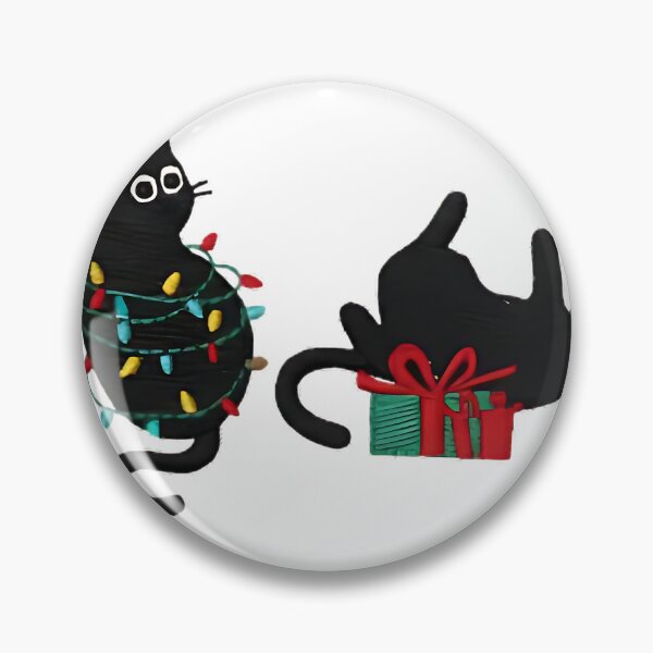 Item preview, Funny Christmas Black Cat Embroidery Design, Cute Cat with Santa Hat and Lights, Xmas Kitty Machine Embroidery File designed and sold by bhwdblz38.