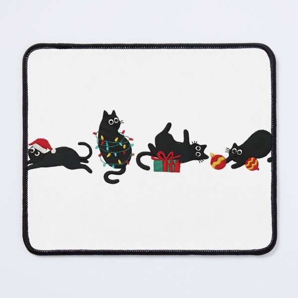 Item preview, Funny Christmas Black Cat Embroidery Design, Cute Cat with Santa Hat and Lights, Xmas Kitty Machine Embroidery File designed and sold by bhwdblz38.