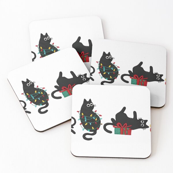 Item preview, Funny Christmas Black Cat Embroidery Design, Cute Cat with Santa Hat and Lights, Xmas Kitty Machine Embroidery File designed and sold by bhwdblz38.