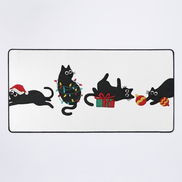 Item preview, Funny Christmas Black Cat Embroidery Design, Cute Cat with Santa Hat and Lights, Xmas Kitty Machine Embroidery File designed and sold by bhwdblz38.