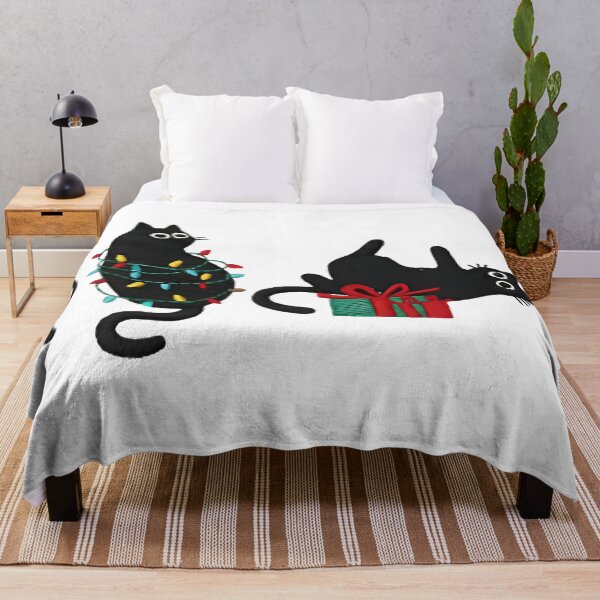Item preview, Funny Christmas Black Cat Embroidery Design, Cute Cat with Santa Hat and Lights, Xmas Kitty Machine Embroidery File designed and sold by bhwdblz38.