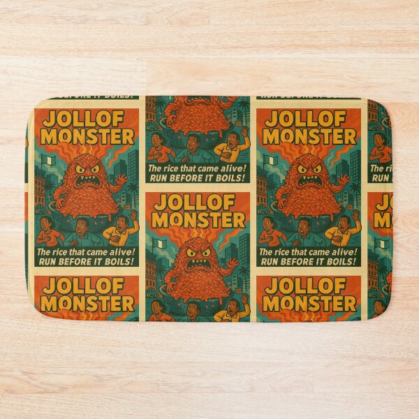 Item preview, Jollof Monster – Nigerian Rice Horror Poster designed and sold by Travellerz.