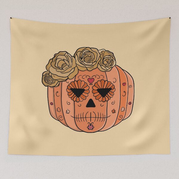 Item preview, Floral Sugar Skull Pumpkin Face designed and sold by shopdiego.