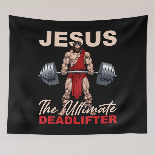 Item preview, Vintage Jesus The Ultimate Deadlifter Funny Gym Bodybuliding  designed and sold by merlinnears.