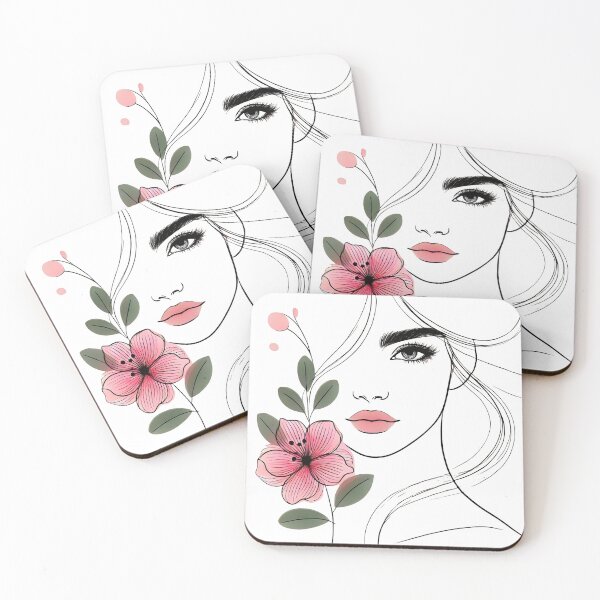 Item preview, Pretty Elegant Woman with Floral Line Art 2 Shapes Mania designed and sold by Shapes-Mania.