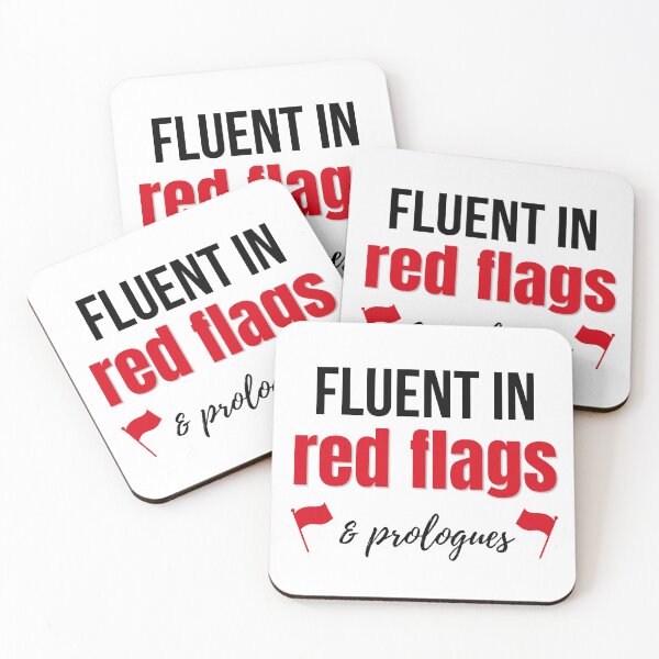 Item preview, Fluent in Red Flags & Prologues | Bookish Humor Romance Reader Meme designed and sold by Petal & Flame.