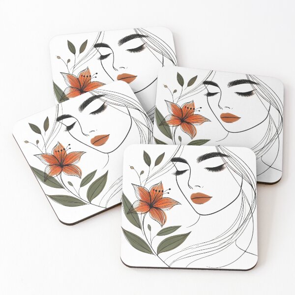 Item preview, Pretty Elegant Woman with Floral Line Art 1 Shapes Mania designed and sold by Shapes-Mania.