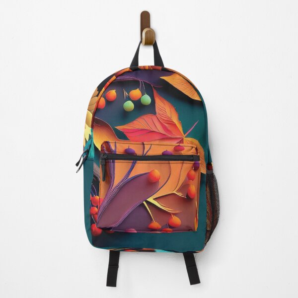 Item preview, Vibrant Rainbow Maple leaves TEXTURED Fall season, 3d cutouts multicoloured leaf berries artwork, vintage autumn theme leaves designed and sold by navitalidesign.