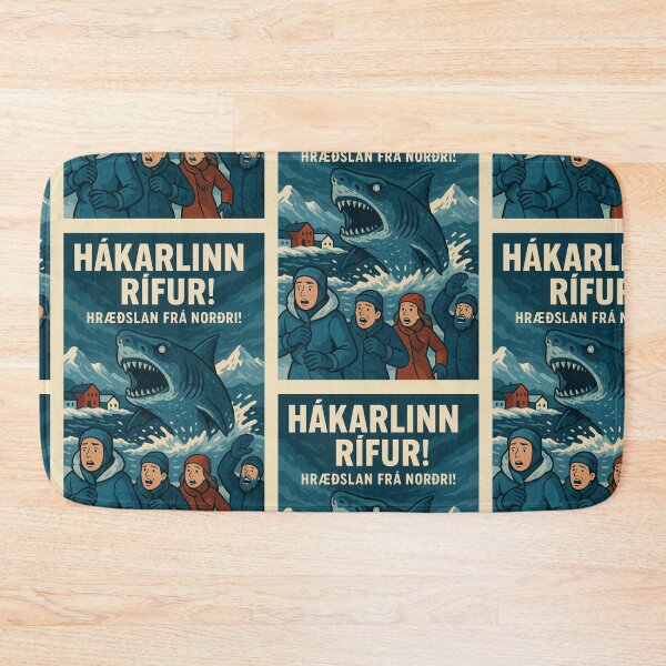 Item preview, Hákarlinn Rífur – Icelandic Fermented Shark Horror Poster designed and sold by Travellerz.