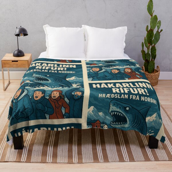 Item preview, Hákarlinn Rífur – Icelandic Fermented Shark Horror Poster designed and sold by Travellerz.