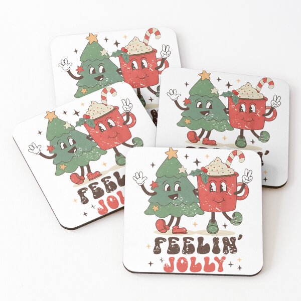 Item preview, Feelin’ Jolly Retro Christmas Embroidery Design, Cute Christmas Tree and Hot Cocoa Cup Stitch Pattern, Holiday Vintage Embroidery File designed and sold by WatanabeTakumiy.