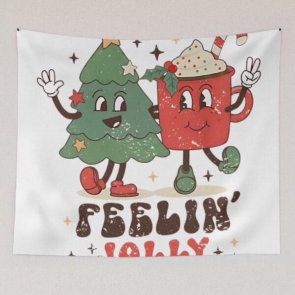 Item preview, Feelin’ Jolly Retro Christmas Embroidery Design, Cute Christmas Tree and Hot Cocoa Cup Stitch Pattern, Holiday Vintage Embroidery File designed and sold by WatanabeTakumiy.