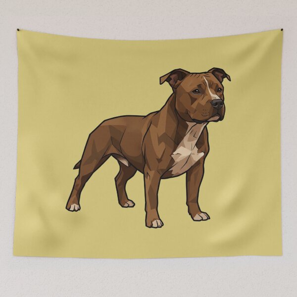 Item preview, Brown pitbull dog in modern geometric style designed and sold by bsbd-action.