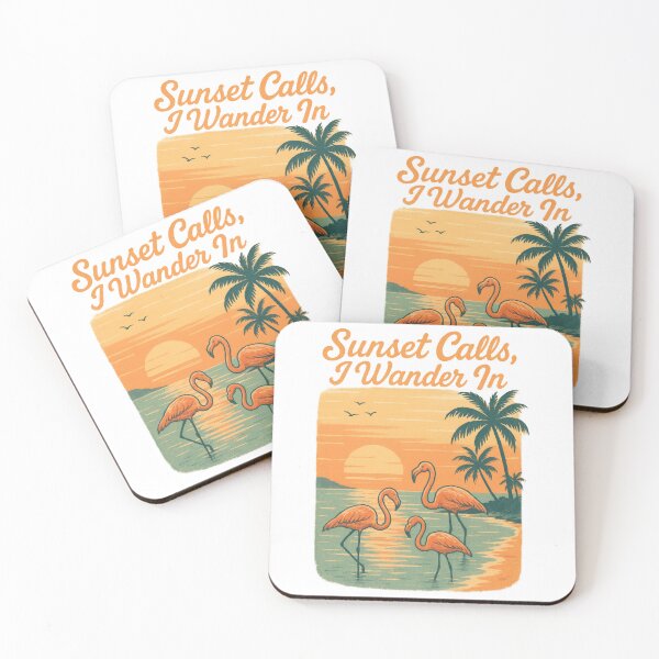 Item preview, Sunset Calls I Wander In – Dreamy Flamingo Tropical Sunset Design designed and sold by inkoutninja.