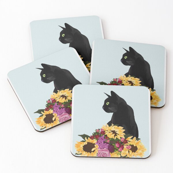 Item preview, Black Cat with fall flowers designed and sold by Peleegirl.