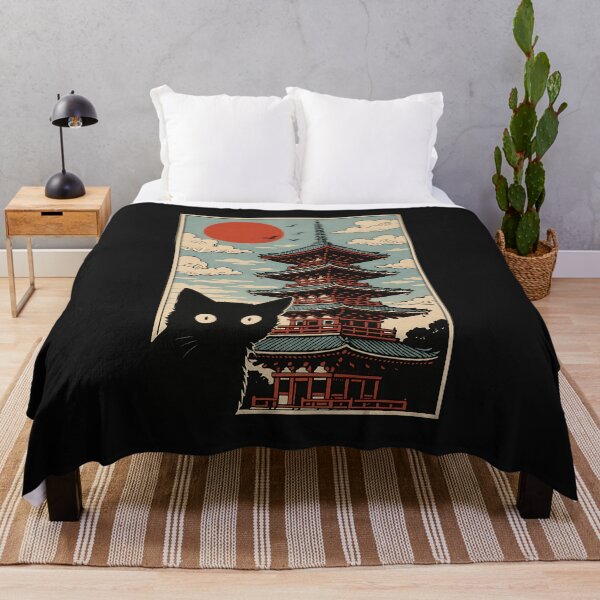 Item preview, Tokyo Japan Shirt Cute Kawaii Japanese Temple Black Cat designed and sold by cawtoon.