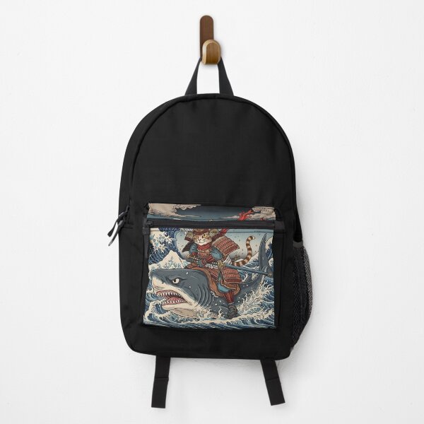 Item preview, Vintage Anime Cat Japanese Funny Samurai Cat Riding Shark Men Women Kids designed and sold by cawtoon.