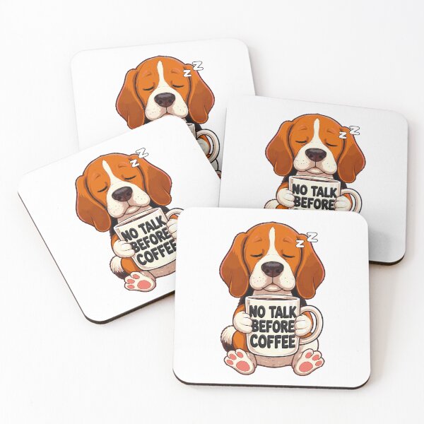 Item preview, Sleepy Beagle With Coffee Quote Typography Artwork designed and sold by Tong4130.