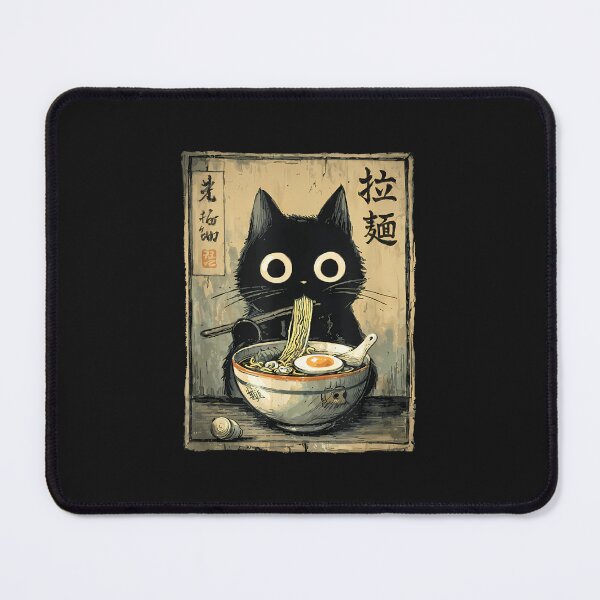 Aperçu de l'œuvre Illustration de nouilles japonaises rétro Kawaii Ramen Cat créée et vendue par cawtoon.