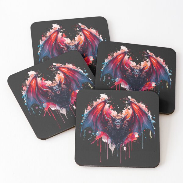 Item preview, Vampire Bat King – Glowing Neon Watercolor Halloween Bat Art | Fantasy Design designed and sold by ColorSplash123.