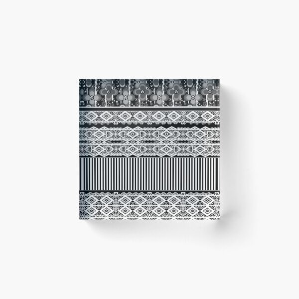Item preview, Black and white patchwork striped pattern  designed and sold by fuzzyfox.