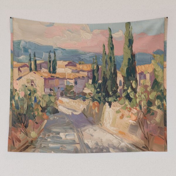 Item preview, French Village Pathway in Provence – Landscape Impressionist Painting designed and sold by CARRAANN.