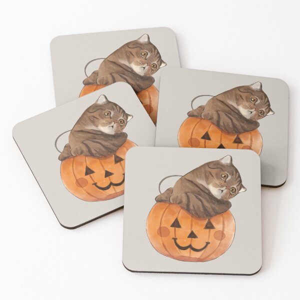 Item preview, Chonky Cat Lulu Kittisaurus and Smiling Pumpkin Jack O Lantern Halloween designed and sold by Christina Sagala.