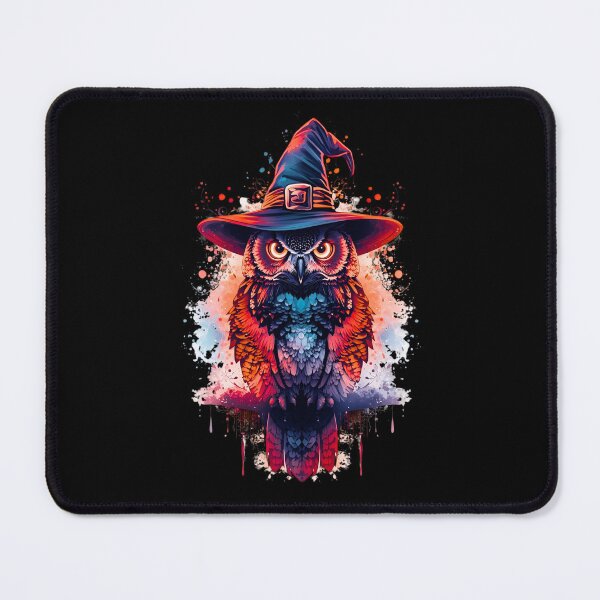 Item preview, Witch Owl – Magical Neon Watercolor Owl in Witch Hat | Glowing Fantasy Halloween Design designed and sold by ColorSplash123.
