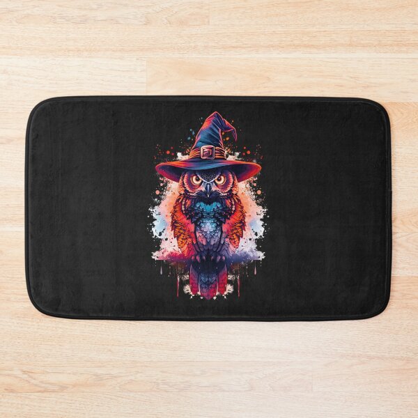 Item preview, Witch Owl – Magical Neon Watercolor Owl in Witch Hat | Glowing Fantasy Halloween Design designed and sold by ColorSplash123.