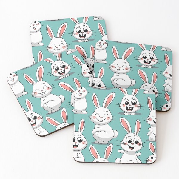 Item preview, Cute White Bunnies Pattern on Turquoise Blue designed and sold by Ed & Harmony.