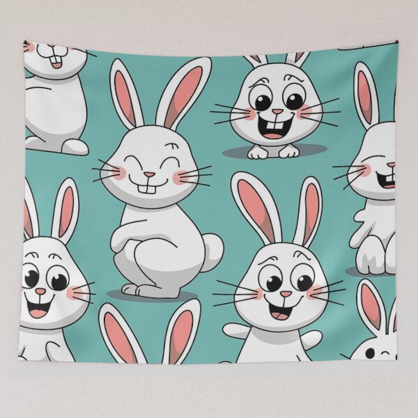 Item preview, Cute White Bunnies Pattern on Turquoise Blue designed and sold by Ed & Harmony.